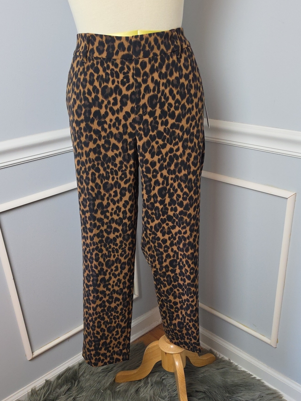 OLD NAVY Leopard Print Animal Print Harper Cropped Office Dress Pants 10 NEW